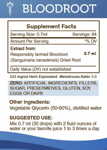 Tintura de Raiz Seca de Sanguinária Responsavelmente Cultivada – Secrets of the Tribe, Extrato Livre de Álcool (60 ml)