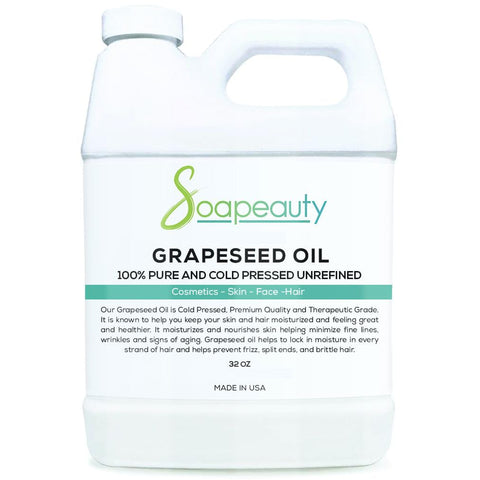 Soapeauty - ÓLEO DE SEMENTE DE UVA Prensado a Frio Não Refinado | 100% Natural Disponível em Quantidade | Veículo para Óleos Essenciais, Rosto, Pele, Hidratante para Cabelo, Fabricação de Sabão | 32 ml