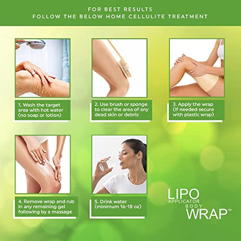 lipo applicator - Ultimate Body Wrap com Guaraná, Chá Verde e Algas Marinhas para Estômago Barriga Pernas Braços Abdômen. 4 Envoltórios