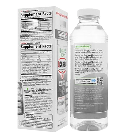 QCarbo20 Comprimidos de Bebida Desintoxicante Same-Day, Morango-Manga, (590 ml, 5 Comprimidos) - Herbal Clean