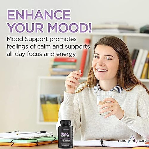Livingood Daily - Livingood – Suplemento de Suporte Diário ao Humor, 60 Cápsulas Vegetarianas – Bacopa, Melissa, GABA, Açafrão