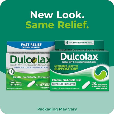 Fast Relief Supositórios Laxantes Medicados, Uso Retal, Bisacodil, 10 mg, 28 Unidades - Dulcolax
