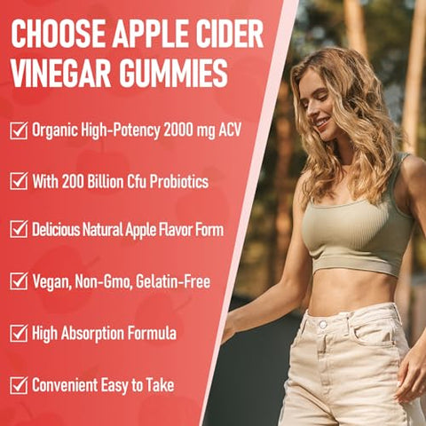 Bestwekk - Gomas de Vinagre de Maçã, Max Força 2000mg ACV com Probióticos, B12 e Suporte Keto, Para Digestão, Metabolismo, Desintoxicação, Intestino