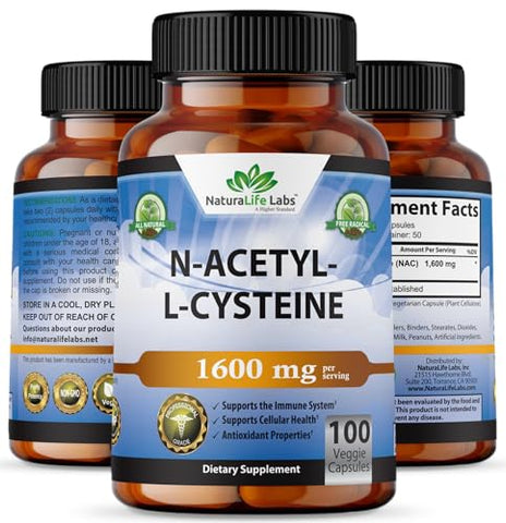 NaturaLife Labs A Higher Standard - NAC 1600 mg para Saúde Pulmonar