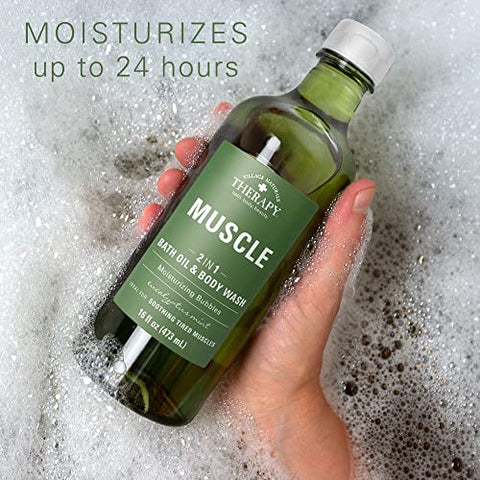 Óleo de Banho Espumante e Gel de Banho 473 ml, Pack com 2 unidades, Verde, 473 ml - Village Naturals Therapy