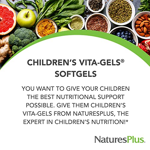 Natures Plus - NaturesPlus Vita-Gels Infantil – 90 Cápsulas Softgels Fáceis de Engolir – Sabor Natural de Laranja – Multivitamínico Infantil