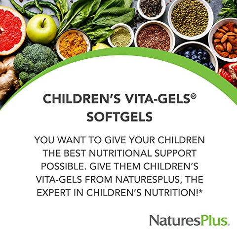 Natures Plus - NaturesPlus Vita-Gels Infantil – 90 Cápsulas Softgels Fáceis de Engolir – Sabor Natural de Laranja – Multivitamínico Infantil