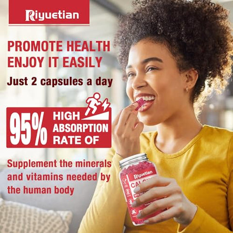 Riyuetian - Gomas de Cálcio Magnésio Zinco com Vitamina D3, Alta Absorção de Zinco para os Ossos – Marca: [Nome da Marca]