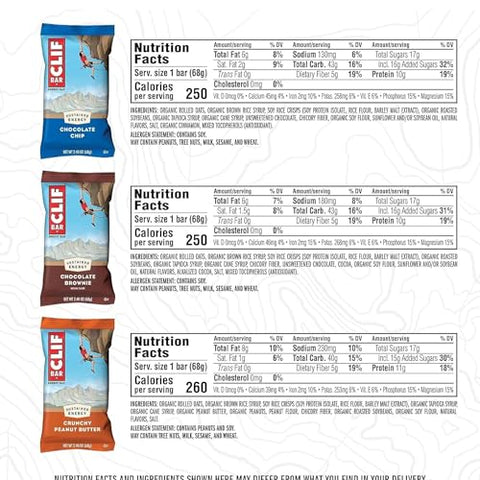 Grisa Box - Clif Bars – Barras Energéticas – Pack Variado – Feitas com Aveia Orgânica – 9-11g Proteína – Não-OGM – Baseado em Plantas – 2.4 oz (32 Unidades) GrisaBox