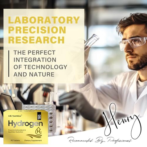 Life Nutrition - 90 Tabletes 12ppm, Tabletes de Água de Hidrogênio Molecular com Magnésio, Energia Extra, Sem Glúten, Bebida Antioxidante Keto, Ajuda a Combater a Inflamação