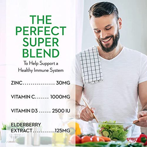 Quercetin 500mg com Zinco 30mg, Vitamina C 1000mg, Vitamina D 2500 UI, Sabugueiro 125mg – Suplemento Vegetariano para Adultos Certificado Kosher – 90 Cápsulas Vegetais - Maxi Health