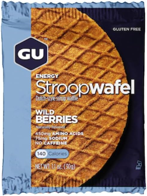 Energy Stroopwafel Wild Berry – Waffle Energético Esportivo, Sem Cafeína, Sem Glúten, Kosher – Energia Prática para Qualquer Treino – 16 Unidades - GU
