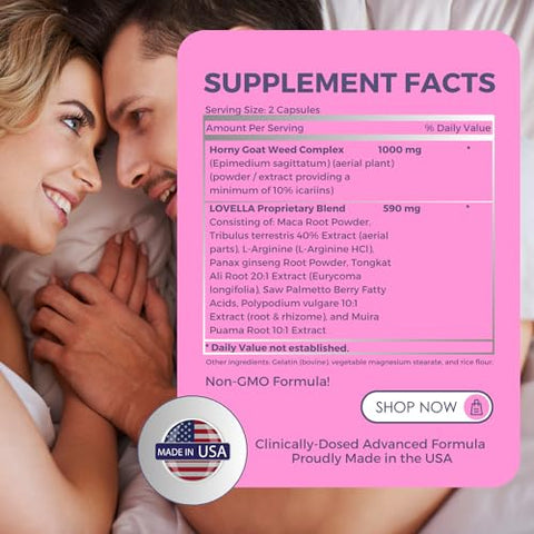 HERBAL HOT - Hornygoatweed Women – Impulsionador de Libido para Mulheres, Humor, Energia