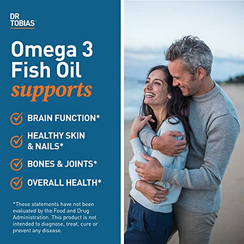 Ômega 3 Óleo de Peixe, 2000mg Triplo Forte Ômega 3 Suplemento com 800mg EPA 600mg DHA Por Porção, Suplementos de Ômega 3 de Óleo de Peixe para Coração, Cérebro - Dr. Tobias