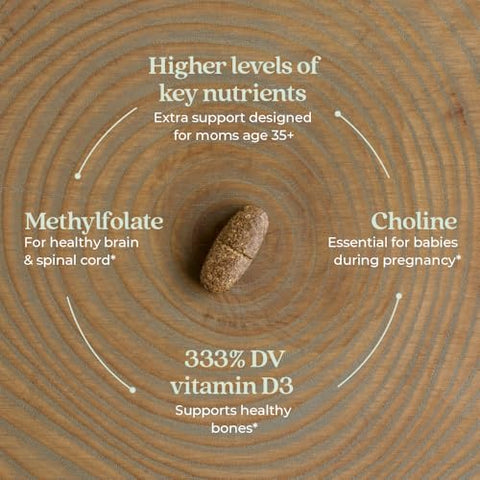Prenatal Vitamins: Multivitamínico Diário Aprimorado para Gestantes Acima de 35 Anos com Metilfolato e Colina para uma Mamãe Saudável - New Chapter