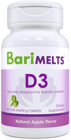 Vitamina D3 5000 UI – Suprimento de 3 Meses (90 Comprimidos de Dissolução Rápida) – Vitaminas Pós-Operatórias para Bariátrica - BariMelts