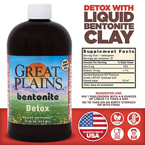 Bentonite Clay Líquido Great Plains – Mineral Natural de Cinzas Vulcânicas Antigas Marca Yerba Prima - Yerba Prima