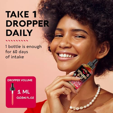 NUTRAHARMONY - Vitamina B12 Sublingual Líquida Vegana – USDA Orgânico 5000 mcg Methylcobalamin – Energia e Foco