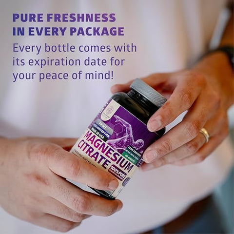 Number One Nutrition - Cápsulas de Citrato de Magnésio Puro 1250mg, Mineral Traço Purificado e de Fácil Absorção para Suporte Muscular e Digestivo, 120 Caps