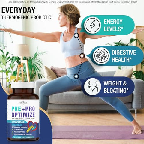 Probióticos Pro Optimize para Mulheres, Menopausa, Saúde Digestiva – Alívio para Inchaço, Ondas de Calor, Suporte Articular, Suores Noturnos – Saúde Intestinal - NEW AGE