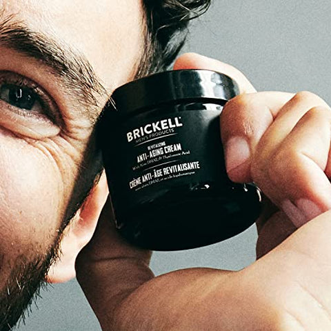 Brickell Men's Products - Creme Anti-Envelhecimento Revitalizante para Homens Brickell, Hidratante Facial para Reduzir Linhas Finas e Rugas, Creme Noturno Anti-Rugas Natural e Orgânico, 2 Ounce (60 ml)