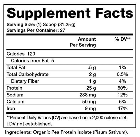 Proteína de Ervilha em Pó Vegana, Sem Sabor – 25g de Proteína, Baixo Carboidrato Líquido, Sem Glúten, Sem Lactose, Sem Açúcar Adicionado, Sem Soja, Kosher, Não-OGM, 2 Libras - Olympian Labs