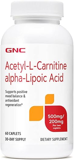 Acetyl-L-Carnitine Alpha-Lipoic Acid 500mg / 200mg | Equilíbrio positivo do humor | Suporte para o bem-estar | 500mg / 200mg - GNC