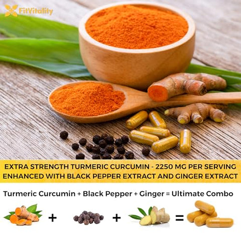 FITVITALITY - Curcumin 2565 mg – 180 Cápsulas – 95%% Curcuminoides | Turmeric – Marca Líder em Saúde e Bem-Estar