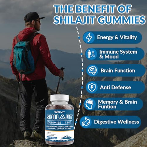 WEEVIT - Gummies de Shilajit 9000MG, Sem Açúcar, para Homens – Marca: Shilajit