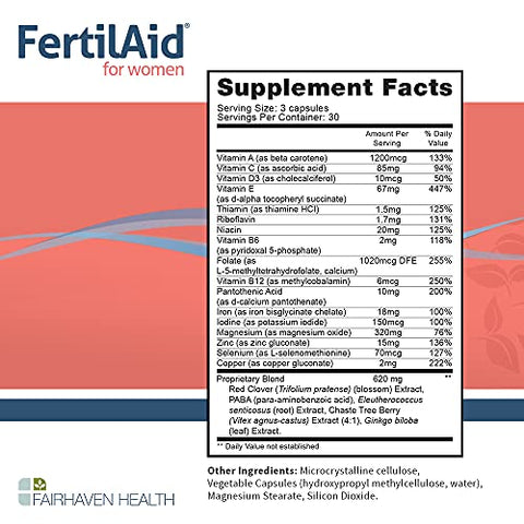 Fairhaven Health - FertilAid para Mulheres: Aumente a Fertilidade Naturalmente | 60 Cápsulas