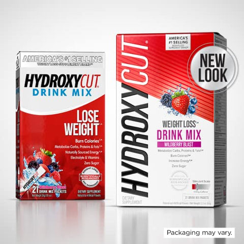 Drink Mix Wildberry Blast – 21 Pacotes de Viagem – Zero Calorias, Zero Açúcar – Acelera o Metabolismo, Queima Calorias, Aumenta a Energia – Para Mulheres - Hydroxycut