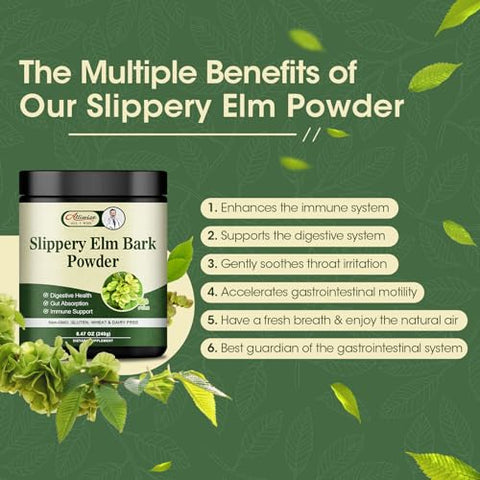 Alliwise - Pó de Casca de Ulmus Rubra 240g, Puro Pó de Ulmus Rubra Natural Suplemento Herbal Suporta a Mucosa Intestinal, Ajuda a Aliviar a Garganta e Tosse, Não-OGM, Sem Glúten
