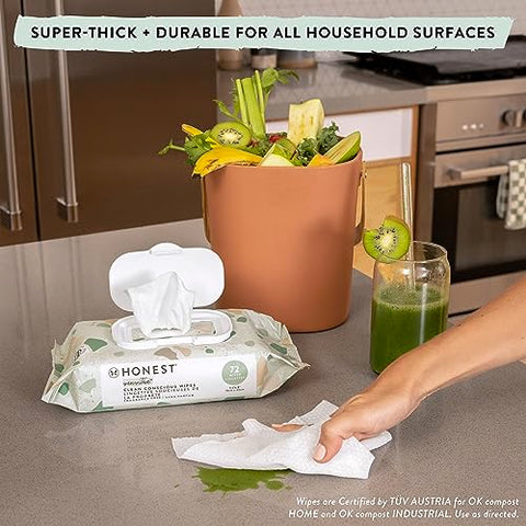 The Honest Company - Toalhas Umedecidas Honest Company Clean Conscious Sem Perfume | Mais de 99%% de Água, Compostáveis, à Base de Plantas | Hipoalergênicas para Pele Sensível, Verificadas pelo EWG | Estampa Divertida, 288 unidades