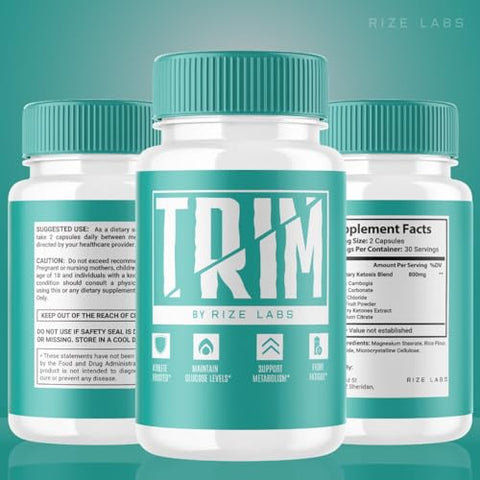 rize labs - Trim Capsulas para Perda de Peso Avançada, Especialmente Formuladas para a Fase de Corte e Escultura, Avaliações do Trim (60 Cápsulas)