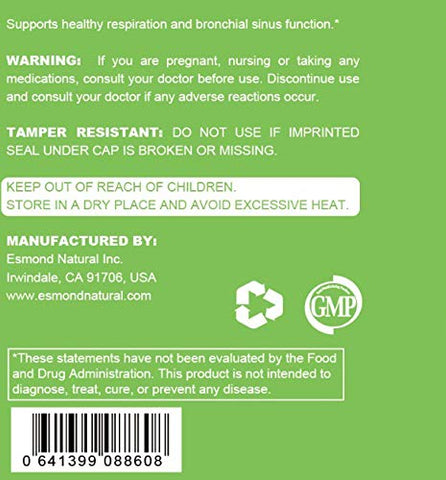 3 Pack) Esmond Natural: Limpador de Pulmões (Mantenha a Função Respiratória Saudável), GMP, Certificado pela Natural Product Assn, Fabricado nos EUA – 180 Comprimidos