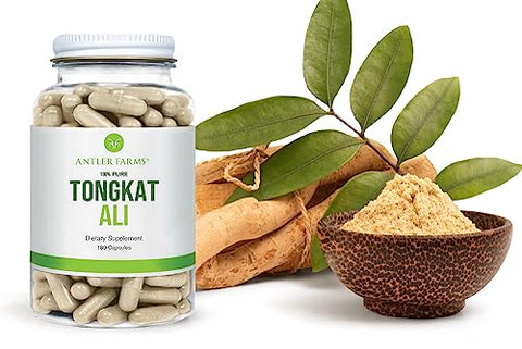 Extrato Puro de Tongkat Ali 200:1, 180 Cápsulas, 500mg – Raízes Envelhecidas de Eurycoma Longifolia da Indonésia – Suporte à Saúde Masculina, Vegano, Sem Glúten, Soja e - Antler Farms