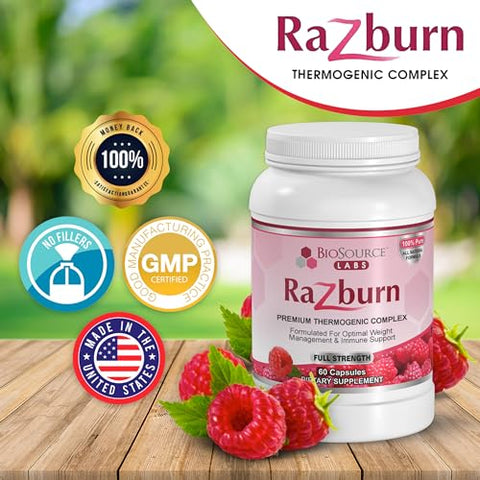 BioSource Labs - Razburn – Pílulas Termogênicas Premium com Ingredientes Premium, Cafeína, 60g