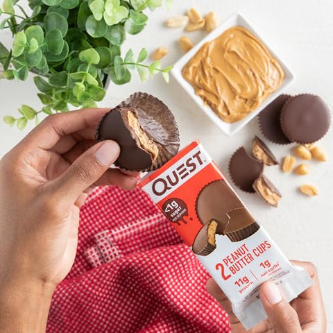 Peanut Butter Cups – 11g Proteína, 1g Açúcar, Baixo Carboidrato, Sem Glúten, Amigo do Keto – Embalagem com 12 Unidades - Quest Nutrition