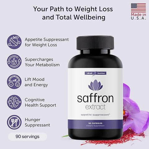 Ultra6 Nutrition - Extrato Puro de Açafrão – Supressor de Apetite para Emagrecimento Feminino – Marca: Pure Saffron Extract