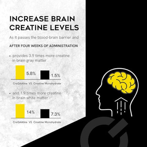 CreGAAtine - Micronized Creatine Monohydrate GAA | Aumenta a Força, Sem Retenção de Água | Potencializa a Memória | 100g