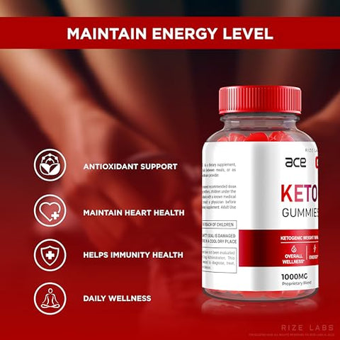 rize labs - Ace Keto ACV Gummies – Perda de Peso Avançada com Vinagre de Maçã em Gomas 1000mg (60 Gomas)