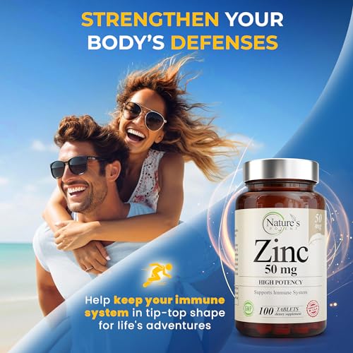 Nature's Potent - Zinco 50mg [Alta Potência] – Sistema de Suporte Imunológico com Zinco Natural (Óxido/Citrato) 100 Comprimidos, Nature’s Potent