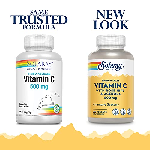 Vitamina C SOLARAY com Rosa Mosqueta – 1000mg – 60 cápsulas