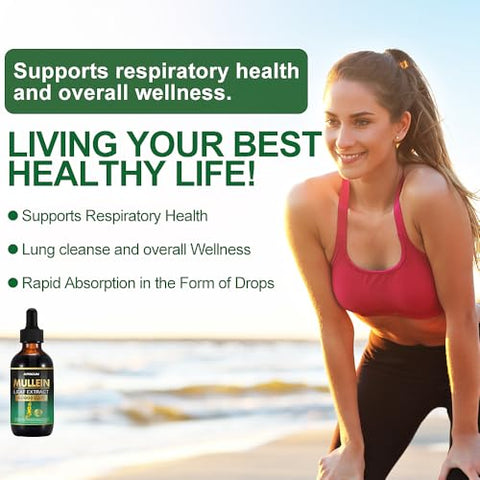 KPOCUN - Gotas de Verbascum para os Pulmões – Limpeza Pulmonar – Extrato de Folha – Suplementos Herbais – Poderoso Verbascum para Suporte Imunológico e Desintoxicação