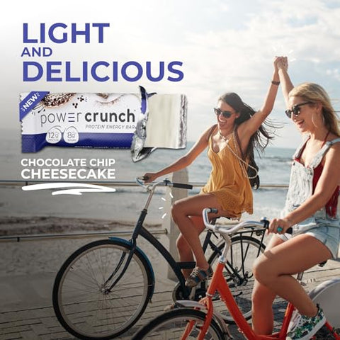 Barras de Wafer de Proteína, Snacks de Alta Proteína com Sabor Delicioso, Cheesecake de Chocolate Chip, 40g (12 Unidades) - Power Crunch