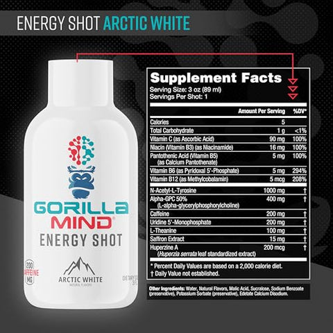 Gorilla Mind - Gorilla Mode Energy Shots (6-Pack) – Energéticos para Foco Aprimorado | 60ml/g
