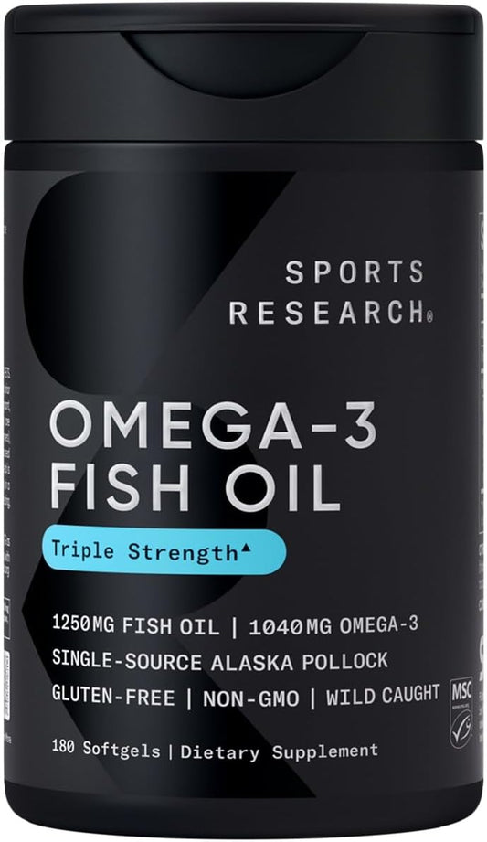 Ômega 3 Triplo Forte – Óleo de Peixe sem Sabor – EPA – 120 Cápsulas - Sports Research