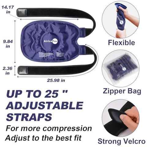 AiricePac - Gelo Terapêutico para Alívio da Dor no Joelho, Envoltório de Gelo Reutilizável em Gel para Lesões, Inchaço, Cirurgia de Substituição do Joelho, Terapia de Compressa Fria para Artrite, Lesão de Menisco e LCA, Azul