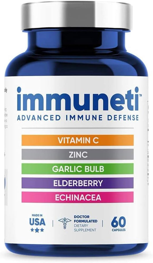 Immuneti Nutrition - Immuneti – Defesa Imunológica Avançada, 5 em 1 Poderosa Mistura de Vitamina C, Zinco, Sabugueiro, Alho, Equinácea – 5 Pacotes – Suporte à Saúde Geral, Fornecendo Nutrientes Vitais