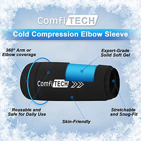 Comfitech - ComfiTECH – Bolsa de Gelo para Cotovelo com Tendinite e Manga de Compressão para Epicondilite – Alívio e Recuperação